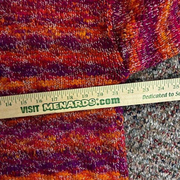 Ramy Brook NY Pink Orange Metallic Striped Chunky LS Turtleneck Sweater Size S - Picture 11 of 12